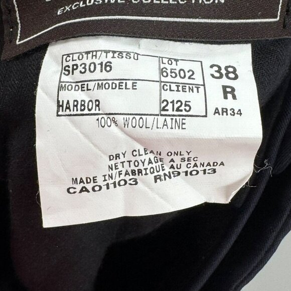 Jack Victor 3Sixty5 Black Two Piece Suit Mens Size 44L Union Made In Canada - Picture 16 of 16